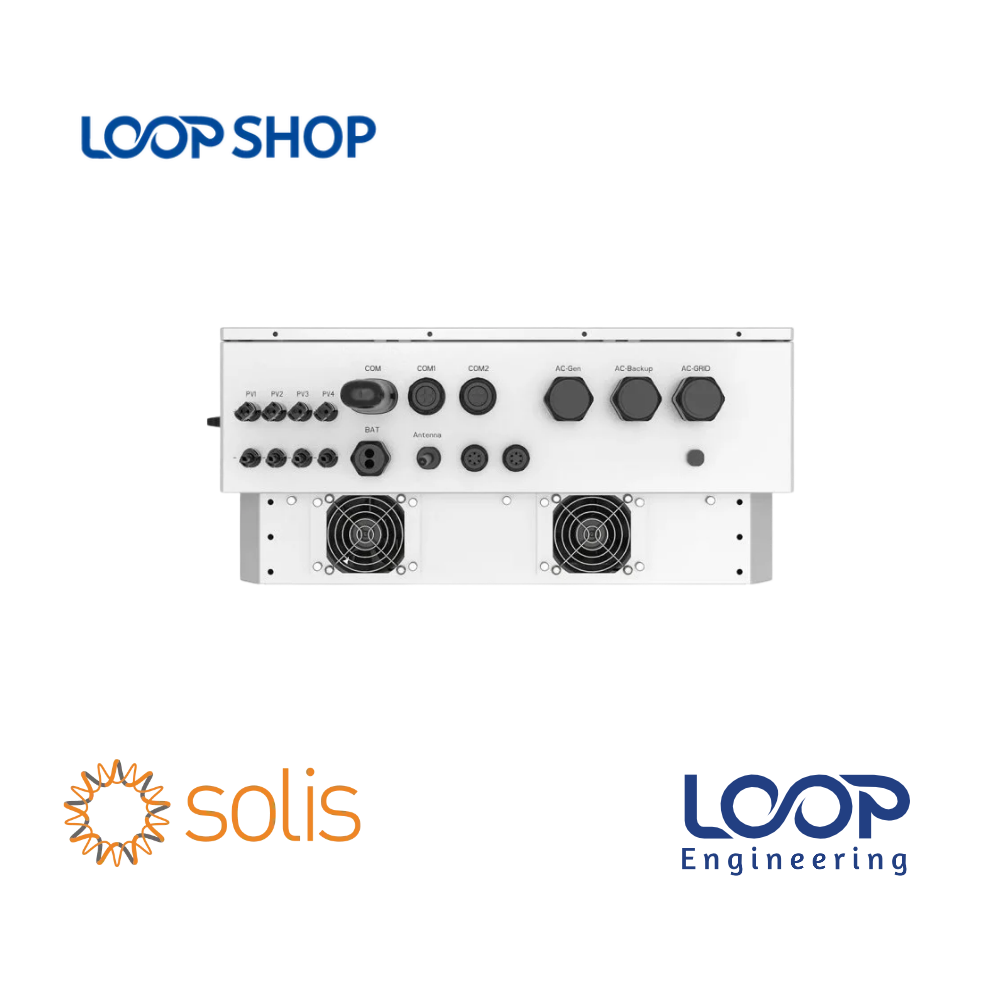 Solis S6-EH3P20K-H 20KW Hybrid Inverter Bottom Terminals and Ports View LoopShop BD